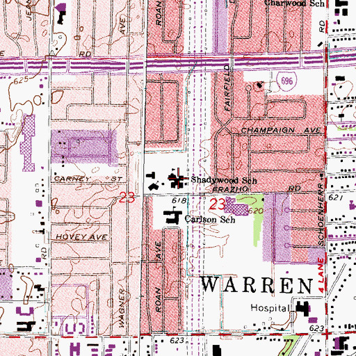 Topographic Map of Shadywood School, MI