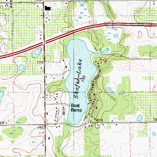 Topographic Map of Shafer Lake, MI