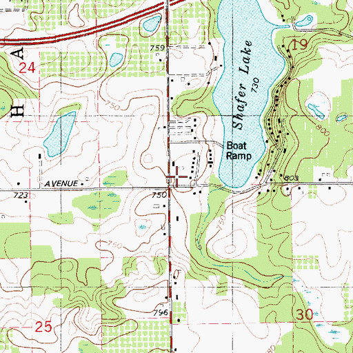 Topographic Map of Shafer School, MI