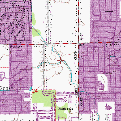 Topographic Map of Shanahan Drain, MI