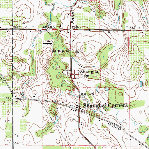 Topographic Map of Shanghai Cemetery, MI
