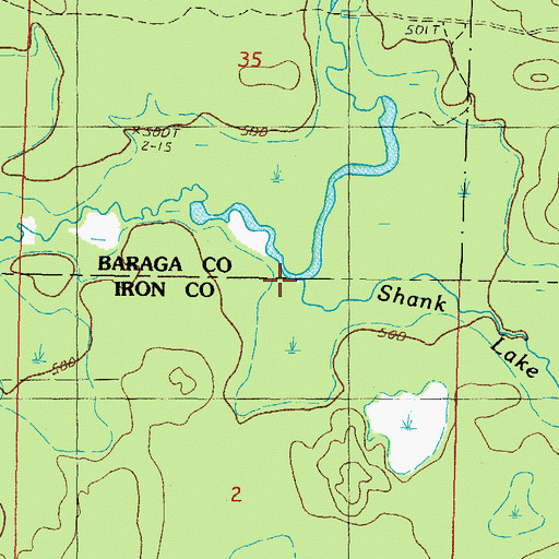 Topographic Map of Shank Lake Creek, MI