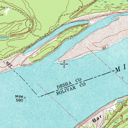 Topographic Map of Ozark Landing, AR