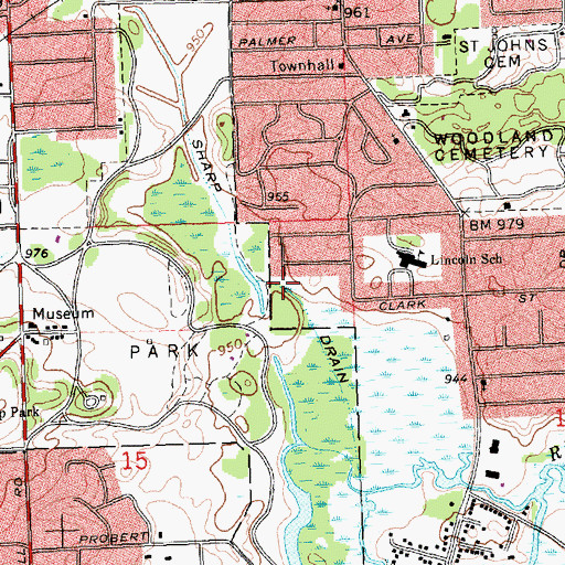 Topographic Map of Sharp Drain, MI