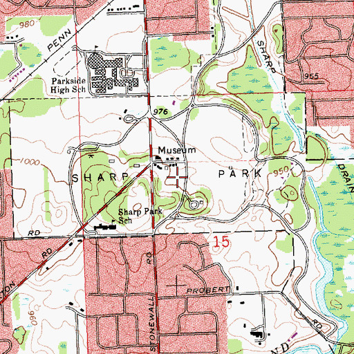 Topographic Map of Sharp Park, MI