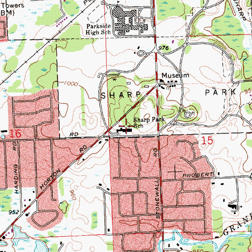 Topographic Map of Sharp Park School, MI