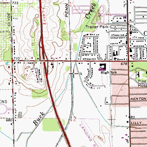 Topographic Map of Sharps Creek, MI