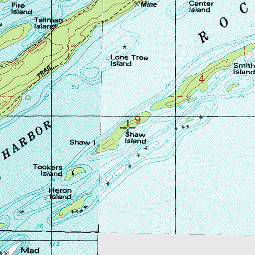 Topographic Map of Shaw Island, MI