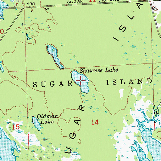 Topographic Map of Shawnee Lake, MI