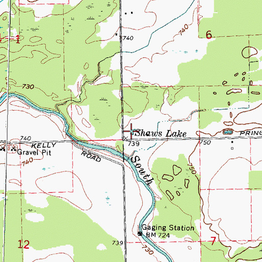 Topographic Map of Shaws Lake, MI