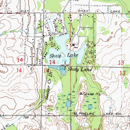 Topographic Map of Shay Lake, MI