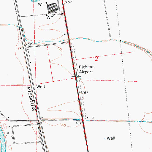Topographic Map of Pickens Airport (historical), AR