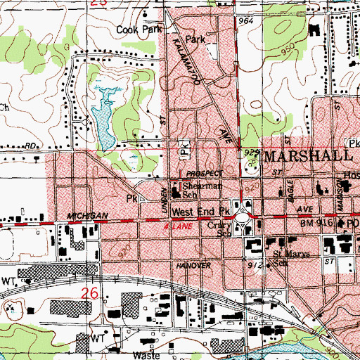 Topographic Map of Shearman School, MI