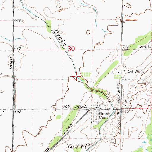 Topographic Map of Shebeon Drain, MI