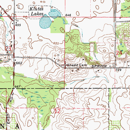 Topographic Map of Shedd Cemetery, MI