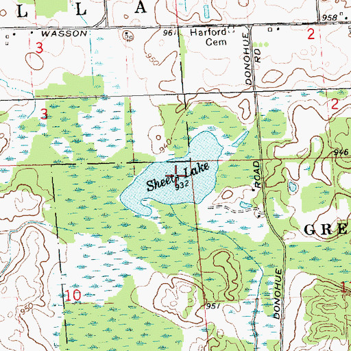 Topographic Map of Sheets Lake, MI