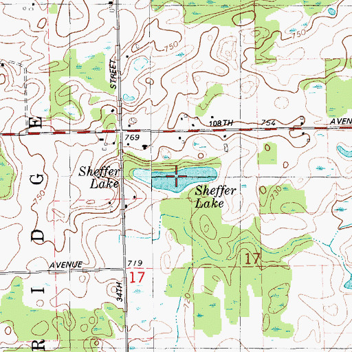 Topographic Map of Sheffer Lake, MI