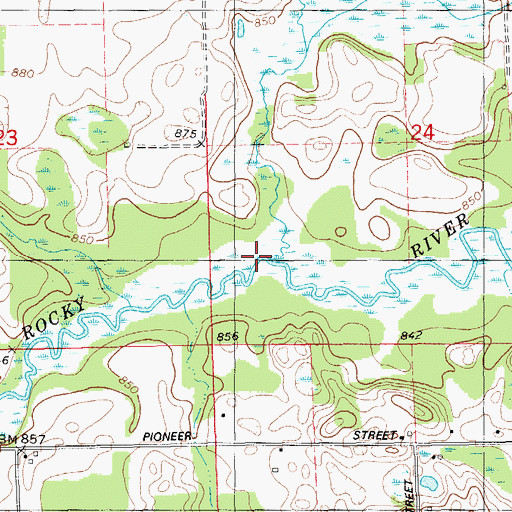 Topographic Map of Sheldon Creek, MI