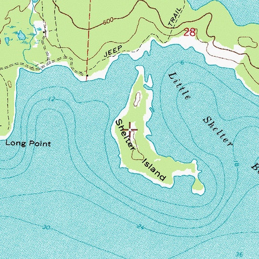 Topographic Map of Shelter Island, MI