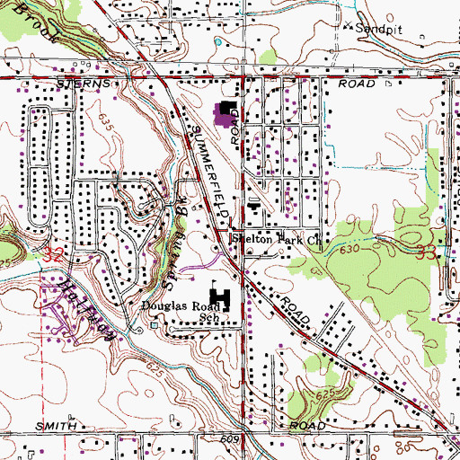 Topographic Map of Shelton Park Church, MI
