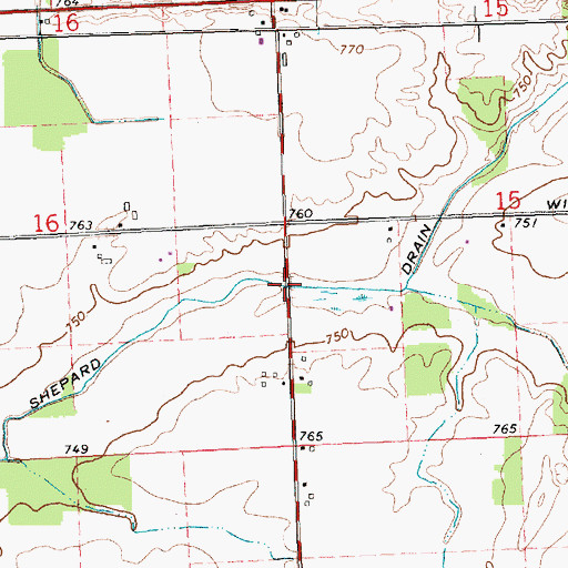 Topographic Map of Shepard Drain, MI
