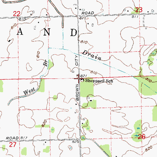 Topographic Map of Sheppard School, MI