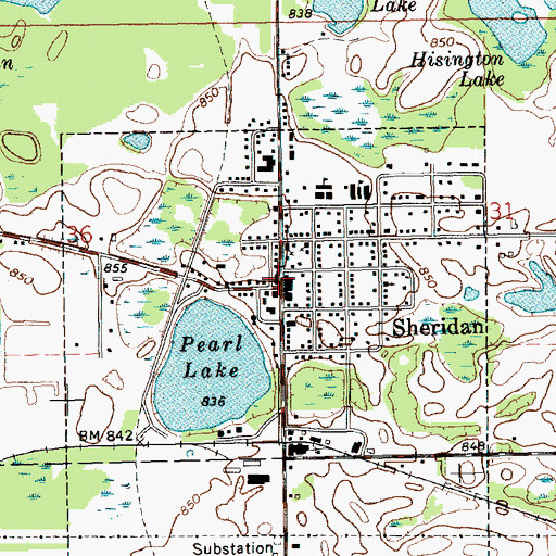 Topographic Map of Sheridan, MI
