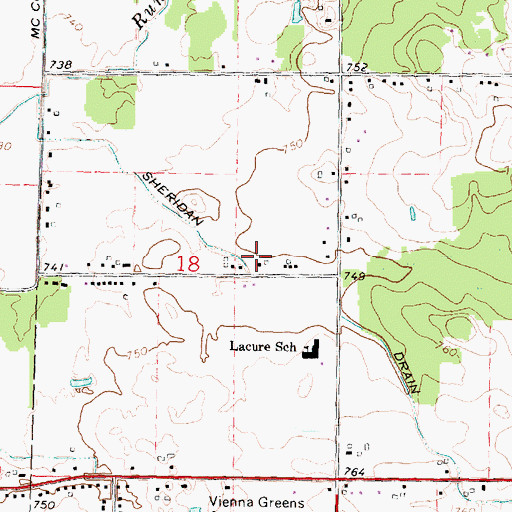 Topographic Map of Sheridan Drain, MI