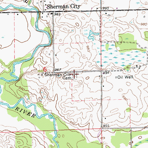 Topographic Map of Sherman City Cemetery, MI