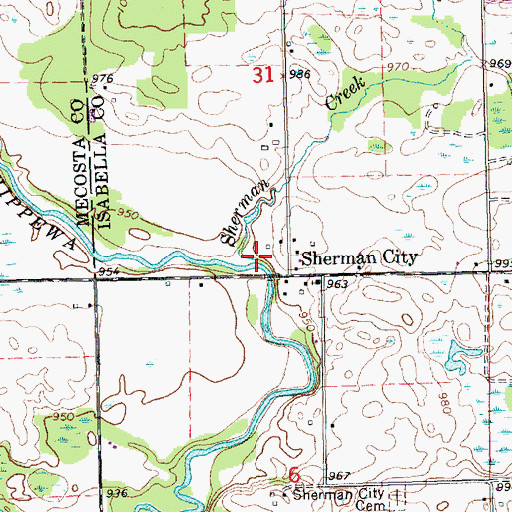 Topographic Map of Sherman Creek, MI