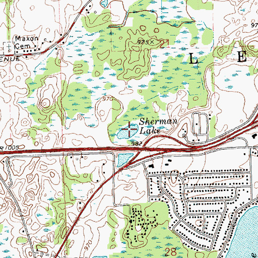 Topographic Map of Sherman Lake, MI