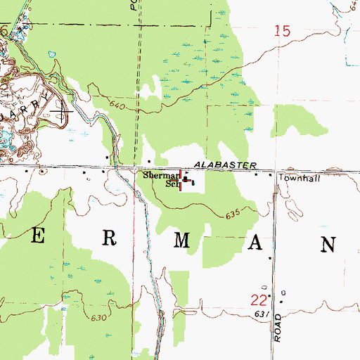 Topographic Map of Sherman School, MI