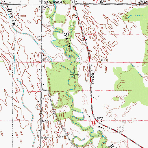 Topographic Map of Sherman Wilson Drain, MI