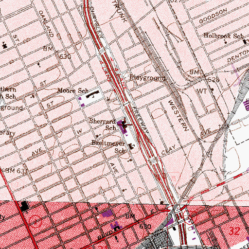 Topographic Map of Sherrard School, MI
