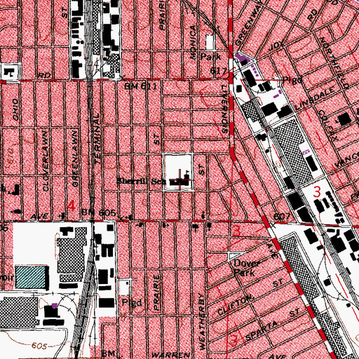 Topographic Map of Sherrill School, MI