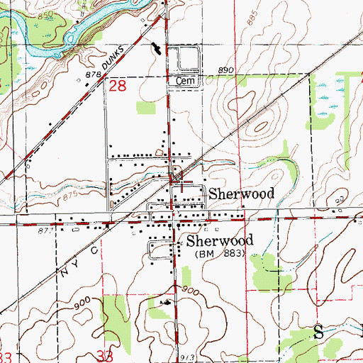 Topographic Map of Sherwood, MI