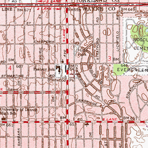 Topographic Map of Sherwood Park, MI