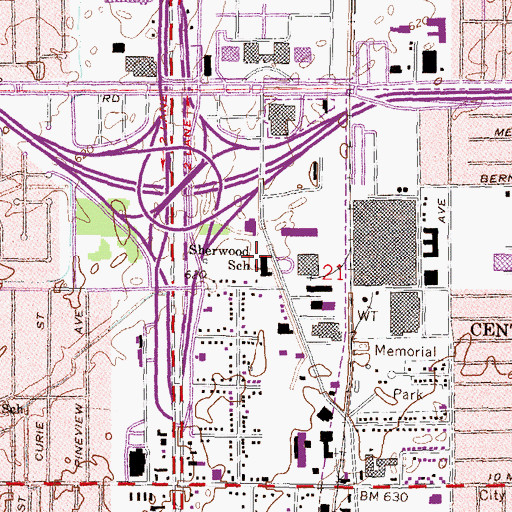 Topographic Map of Sherwood School, MI