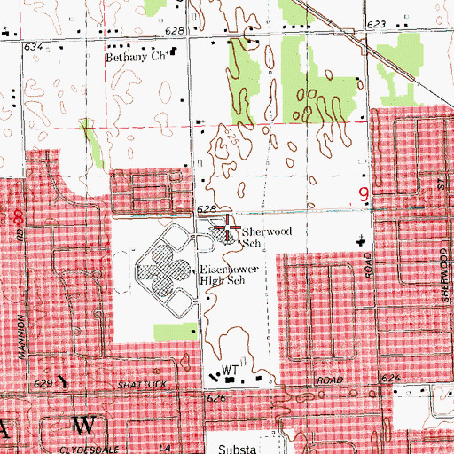 Topographic Map of Sherwood School, MI