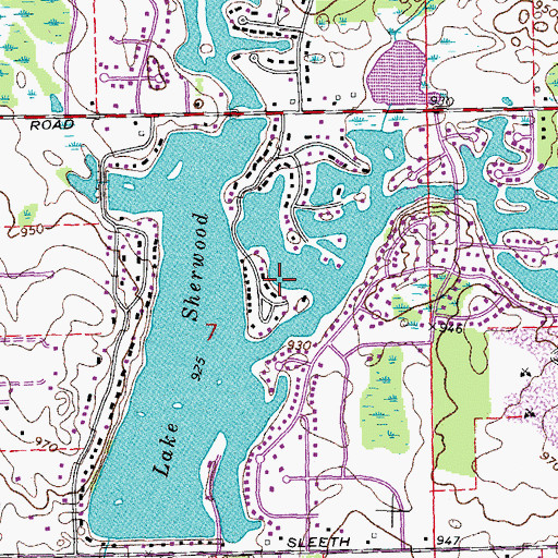 Topographic Map of Lake Sherwood, MI