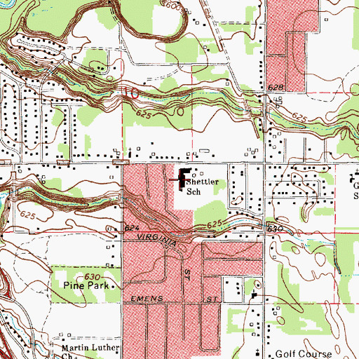 Topographic Map of Shettler Elementary School, MI