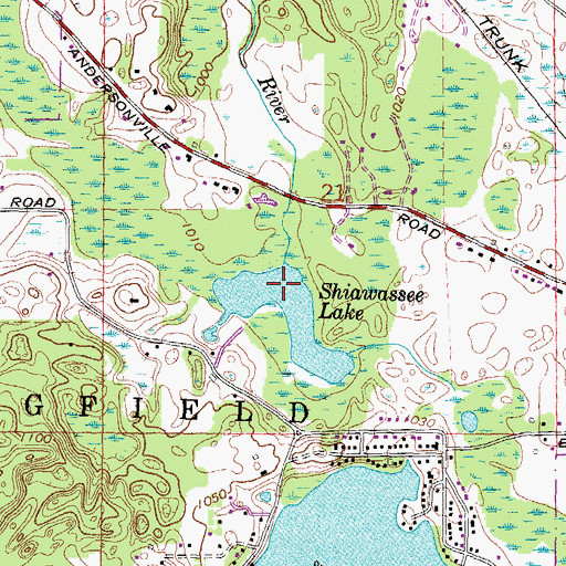Topographic Map of Shiawassee Lake, MI