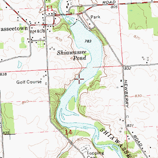 Topographic Map of Shiawassee Pond, MI