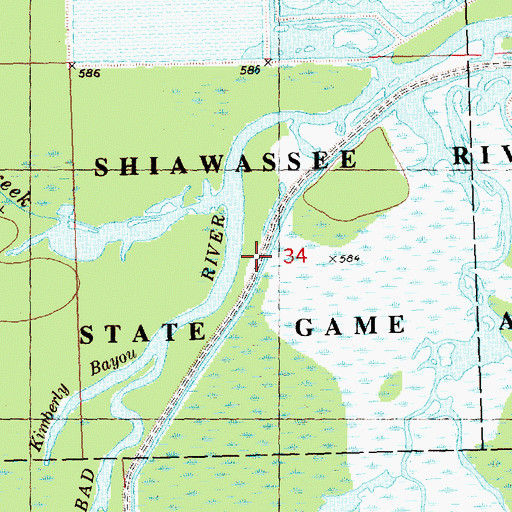Topographic Map of Shiawassee River State Game Area, MI