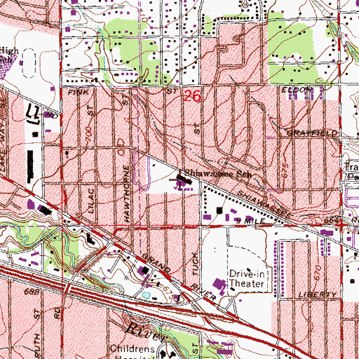 Topographic Map of Shiawassee School, MI