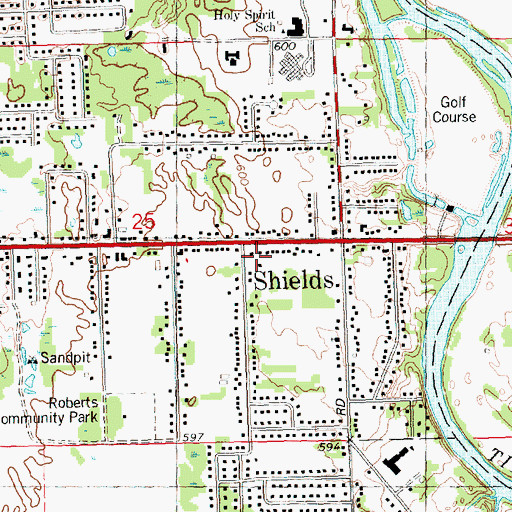 Topographic Map of Shields, MI
