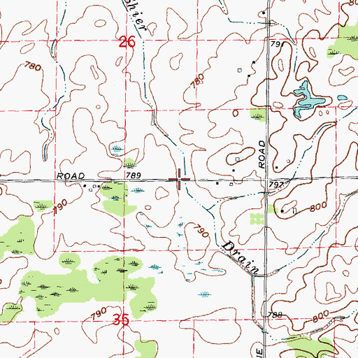 Topographic Map of Shier Drain, MI