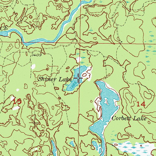 Topographic Map of Shiner Lake, MI