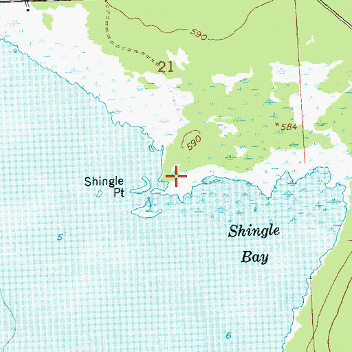 Topographic Map of Shingle Point, MI