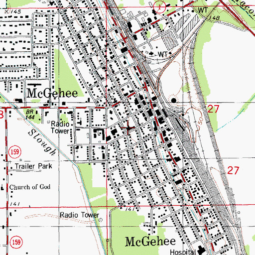 Topographic Map of First Baptist Church, AR